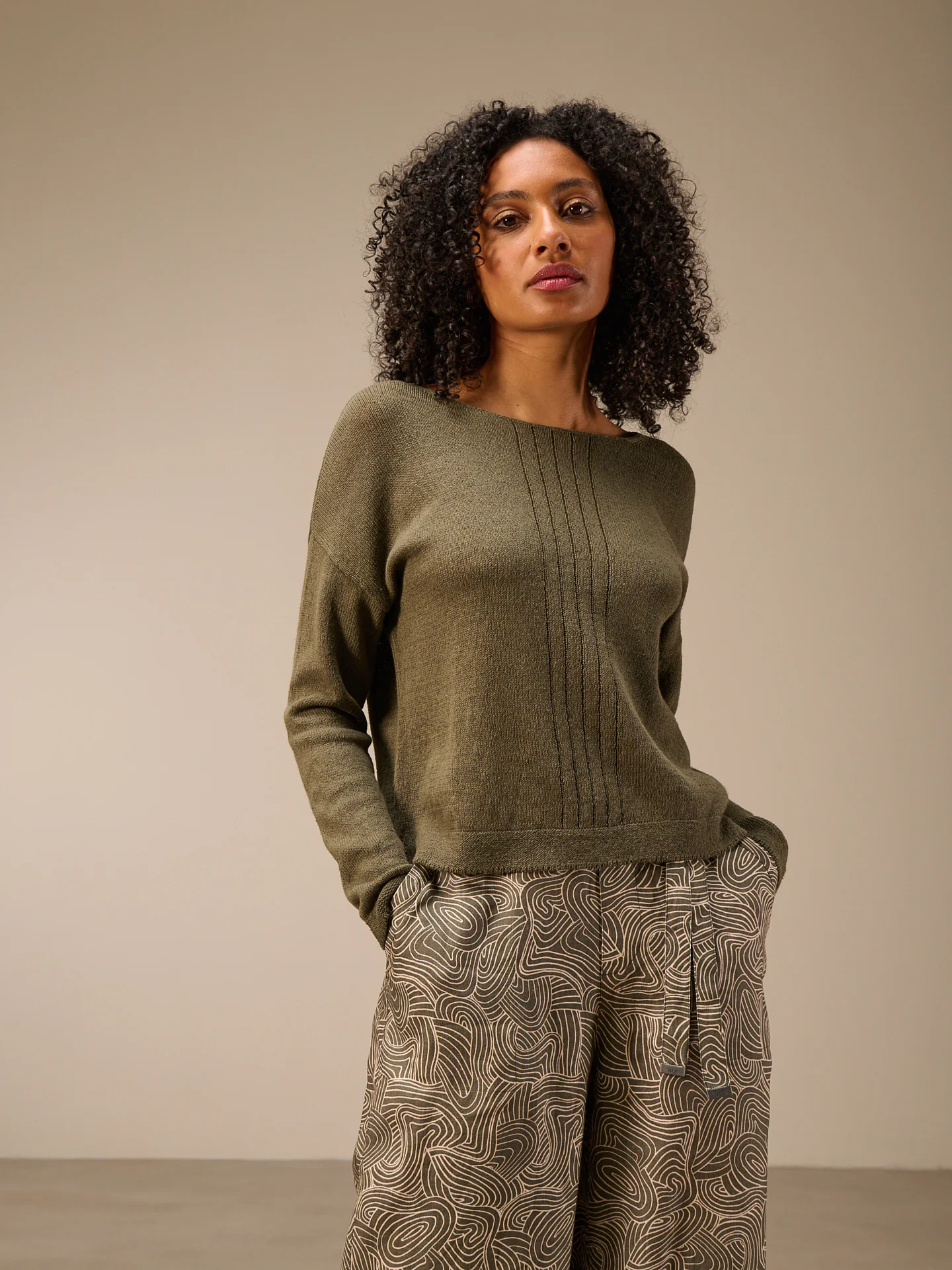 Strickpullover mit Leinen